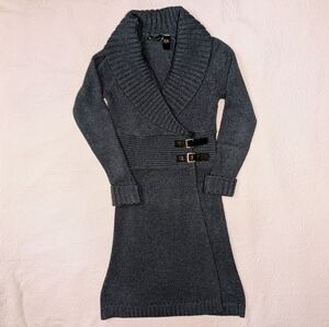 Victoria's Secret Moda International Teal Blue Wool Blend Wrap Sweater Dress